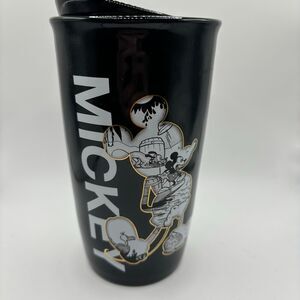 Disney Mickey Mouse Ceramic Black Tumbler Travel Mug Rare HTF Authentic